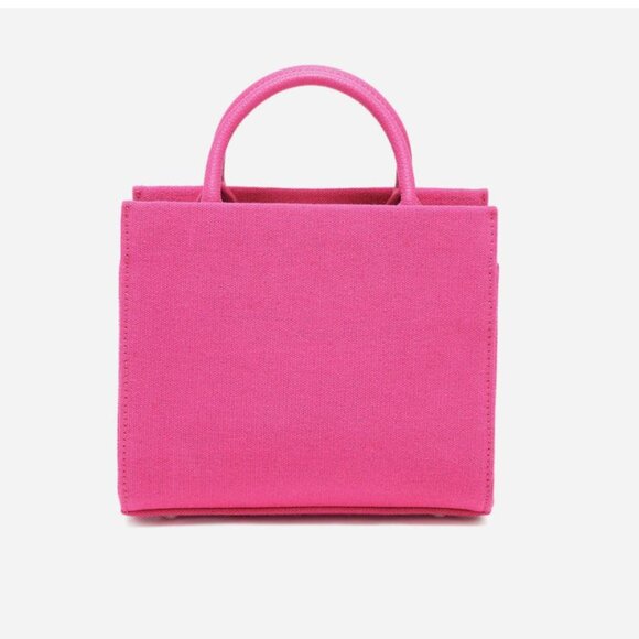 Brandon Maxwell Mini Tote in Hot Pink Recycled Canvas and Recycled Leather NWOT - Picture 2 of 10